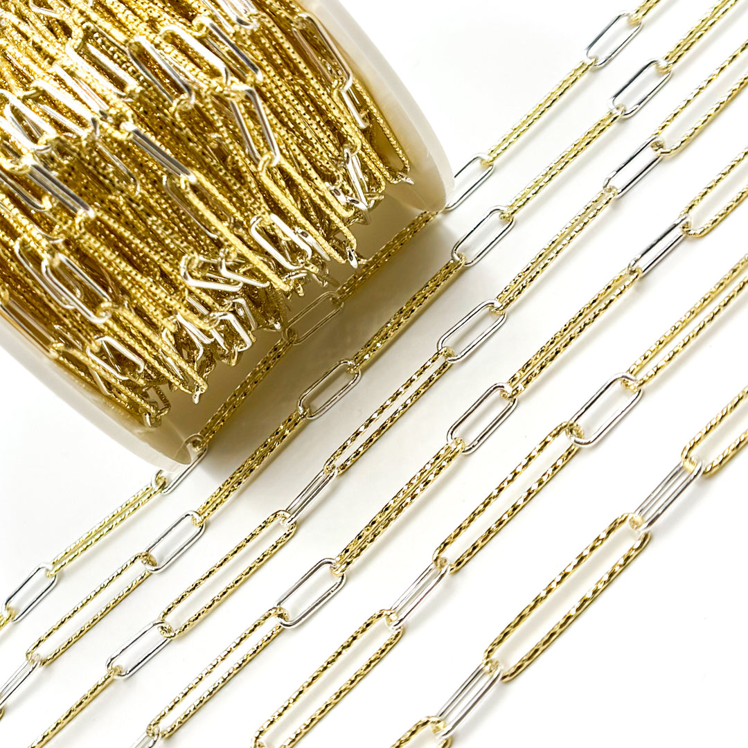 Gold Plated Diamond Cut Paperclip Chain