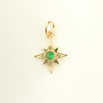 Load image into Gallery viewer, 14K Solid Gold Diamond &amp; Emerald Star Charm. GDP274
