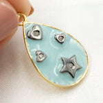 Load image into Gallery viewer, DP482A. Diamond Sterling Silver Drop Enamel Pendant
