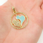 Load image into Gallery viewer, DP774A. Diamond Sterling Silver Round Heart Enamel Pendant
