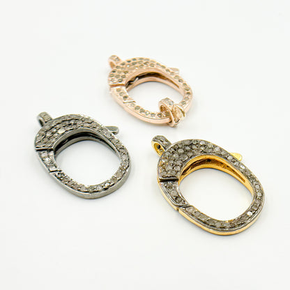 Diamond Silver Oval Lobster Clasp