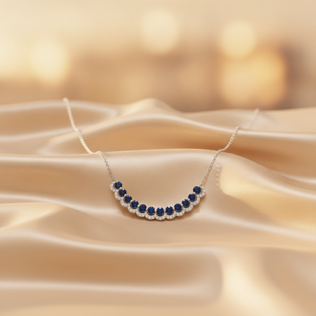 NFD72909. 14K Solid Gold Diamond and Gemstone Necklace