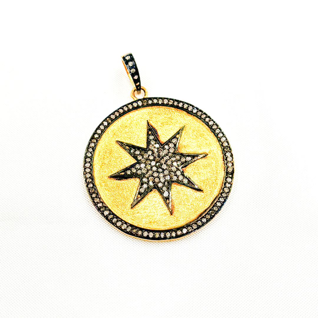 DP120. Diamond & Sterling Silver Round Star Pendant