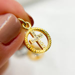 Load image into Gallery viewer, DC328. Diamond Sterling Silver Round Cross Charm
