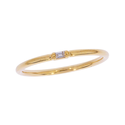 14K Solid Yellow Gold Solo Baguette Ring