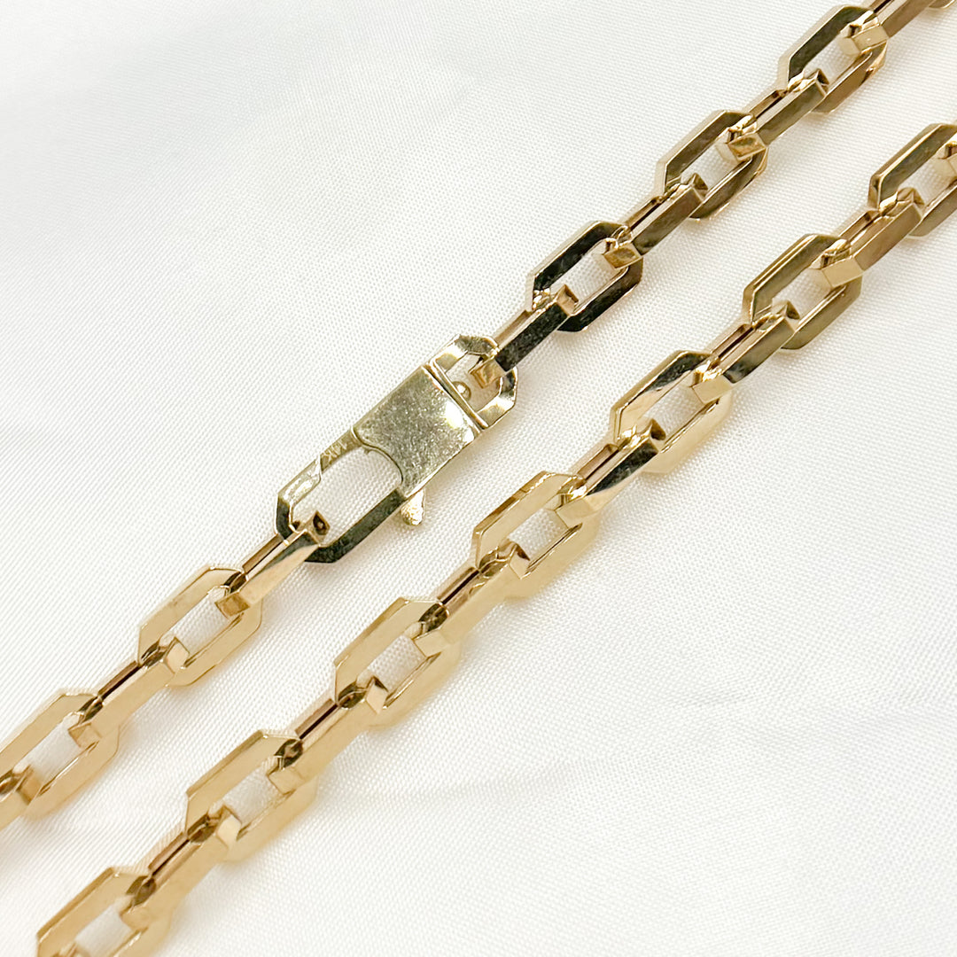 2104037C1. 14K Solid Hollow Gold Diamond Cut Cable Link Chain