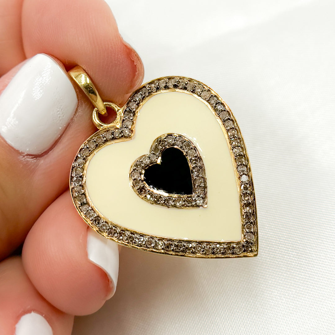 DP571A. Diamond Sterling Silver Heart Enamel Pendant