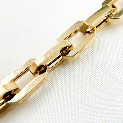 14K Solid Gold Diamond Cut Cable Link Chain
