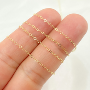 14k Solid Yellow Gold Flat Oval Link Chain