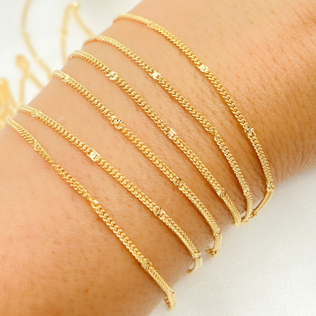 69S5GF. 14k Gold Filled Curb Chain with Diamond Cut Marina Link