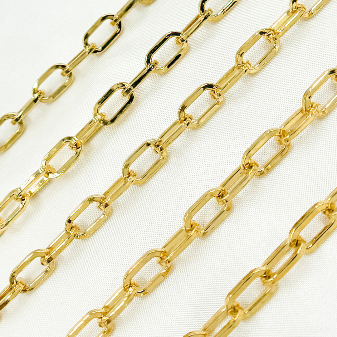 Gold Plated 925 Sterling Silver Flat Paperclip Chain. V138GP