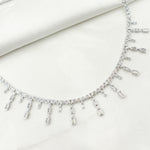 Load image into Gallery viewer, 14K Solid White Gold Diamond Dangle Bars Necklace. NFT71052
