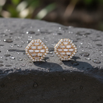 Load image into Gallery viewer, EFI54501. 14K Solid Gold Diamond Baguette Octagon Stud Earrings