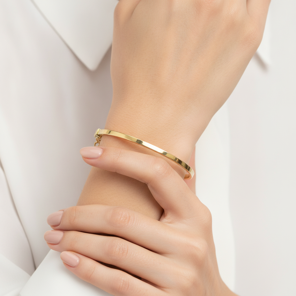 Bangle25. 14K Solid Gold Bangle Bracelet