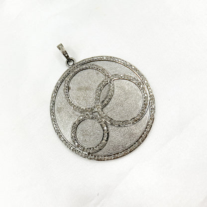 DP257. Diamond Sterling Silver Round Pendant