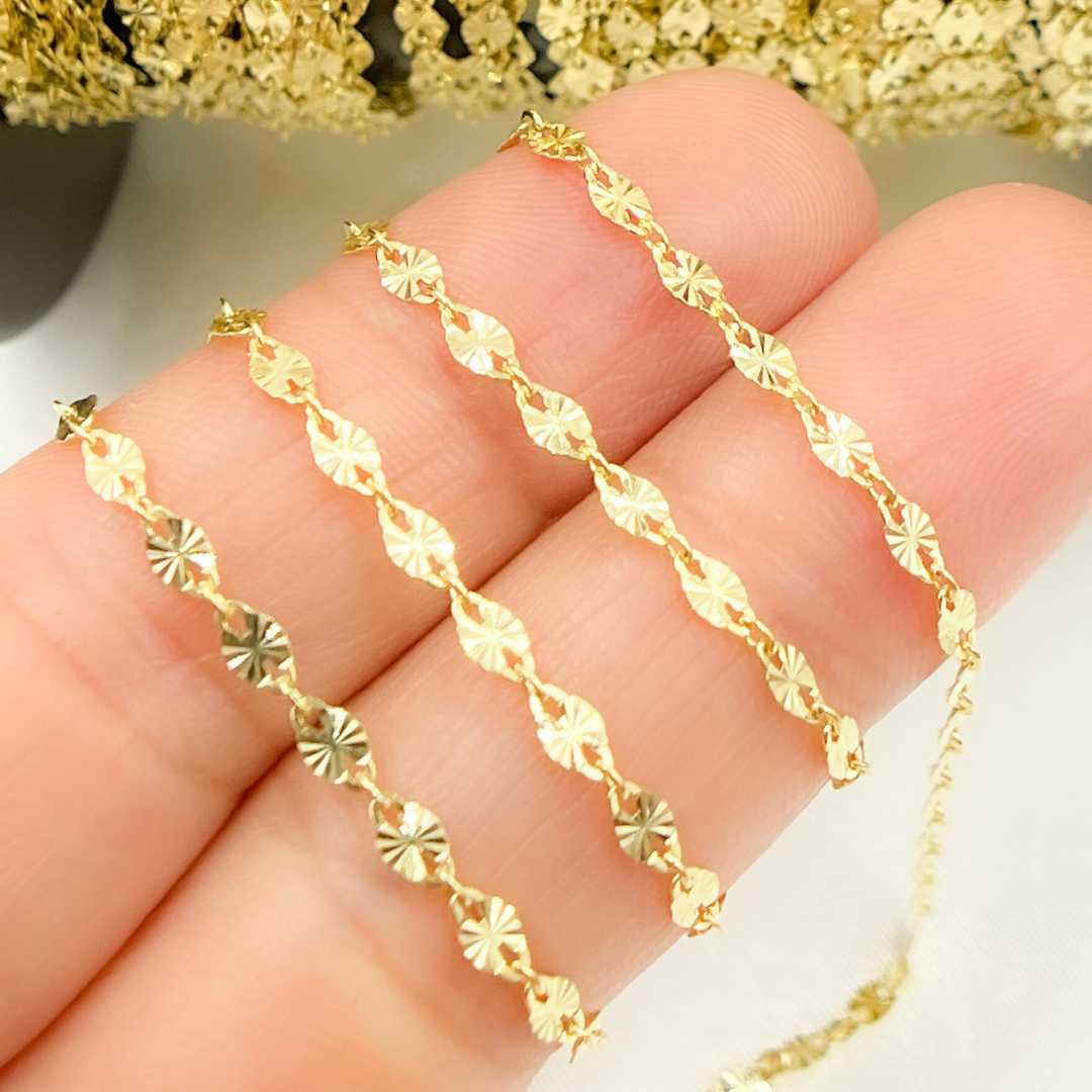 040FA1P122byFt. 14k Solid Yellow Gold Marina Diamond Cut Link Chain