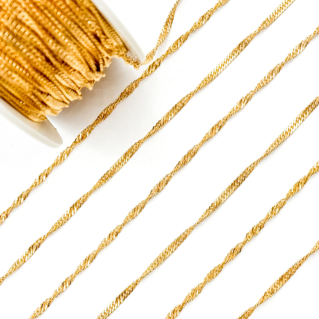 V317GF. 14K Gold Filled Twisted Singapore Unfinished Chain