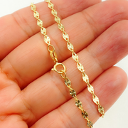 14k Solid Yellow Gold Marina Diamond Cut Link Chain