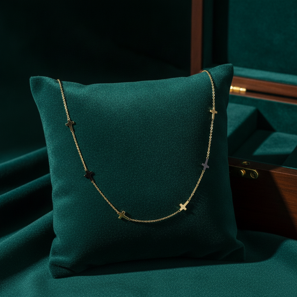 NK/BR5086. 14k Solid Yellow Gold Cross Link Necklace