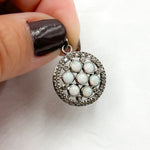 Load image into Gallery viewer, DSP070. Diamond Sterling Silver Round Flower Pendant with Gemstone
