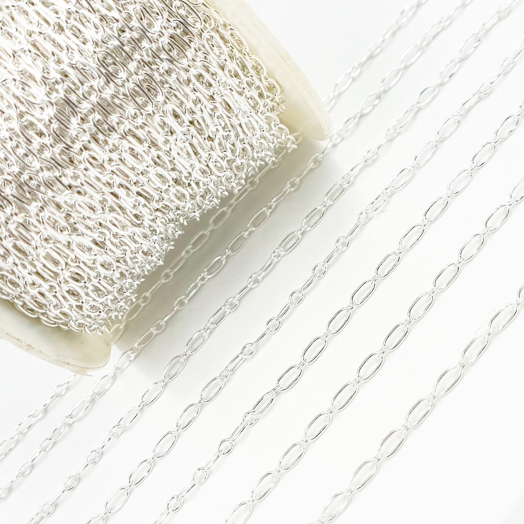 Y134SS.  Sterling Silver Smooth Long and Short Link Chain