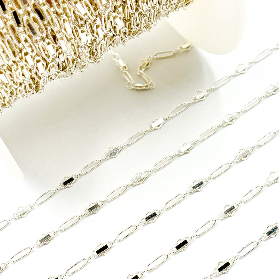 901BSS.Sterling Silver Fancy Twisted Oval Link Chain