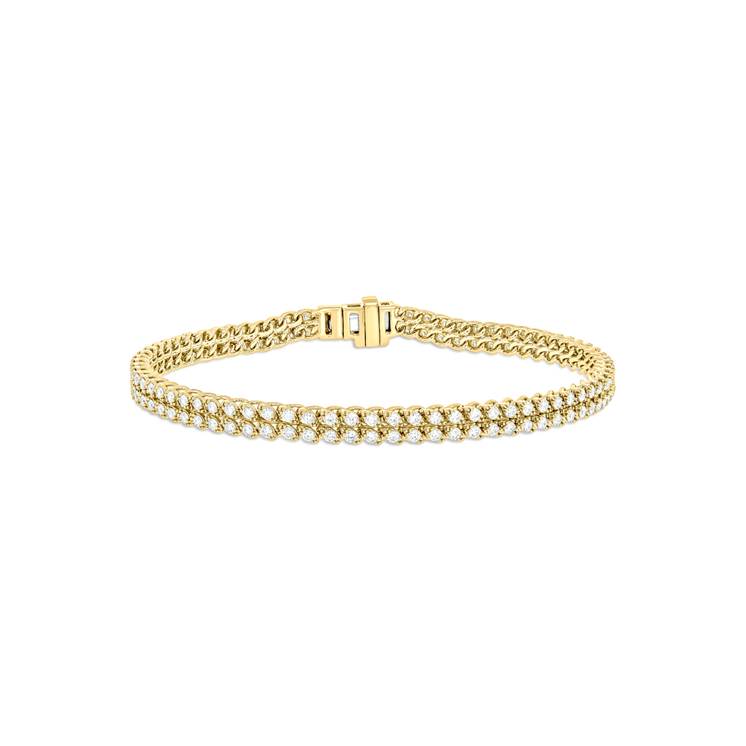 BTP65177. 14K Solid Yellow Gold Diamond Tennis Bracelet