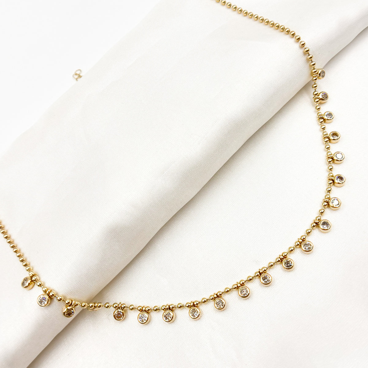 Buy Solid Gold Ball Gemstone Necklace