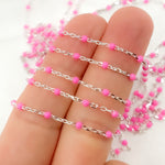 Load image into Gallery viewer, V203PKSS.  Sterling Silver Pink Color Enamel Chain
