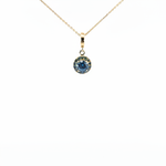 Load image into Gallery viewer, CMF00358B. 14K Solid Gold Blue Natural Diamond Round Charm