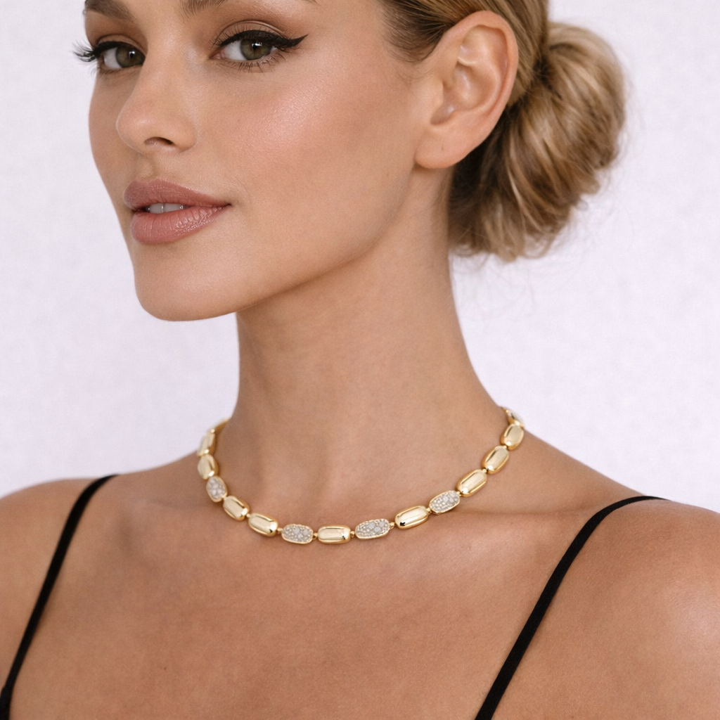 NFQ72701. 14K Solid Gold Diamond Fancy Necklace