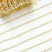 2431CTT. Gold Filled and Sterling Silver Figaro Style Chain