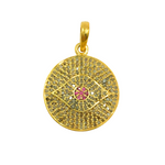 Load image into Gallery viewer, DP043. Diamond &amp; Sterling Silver Round Evil Eye Pendant with Gemstone in the center
