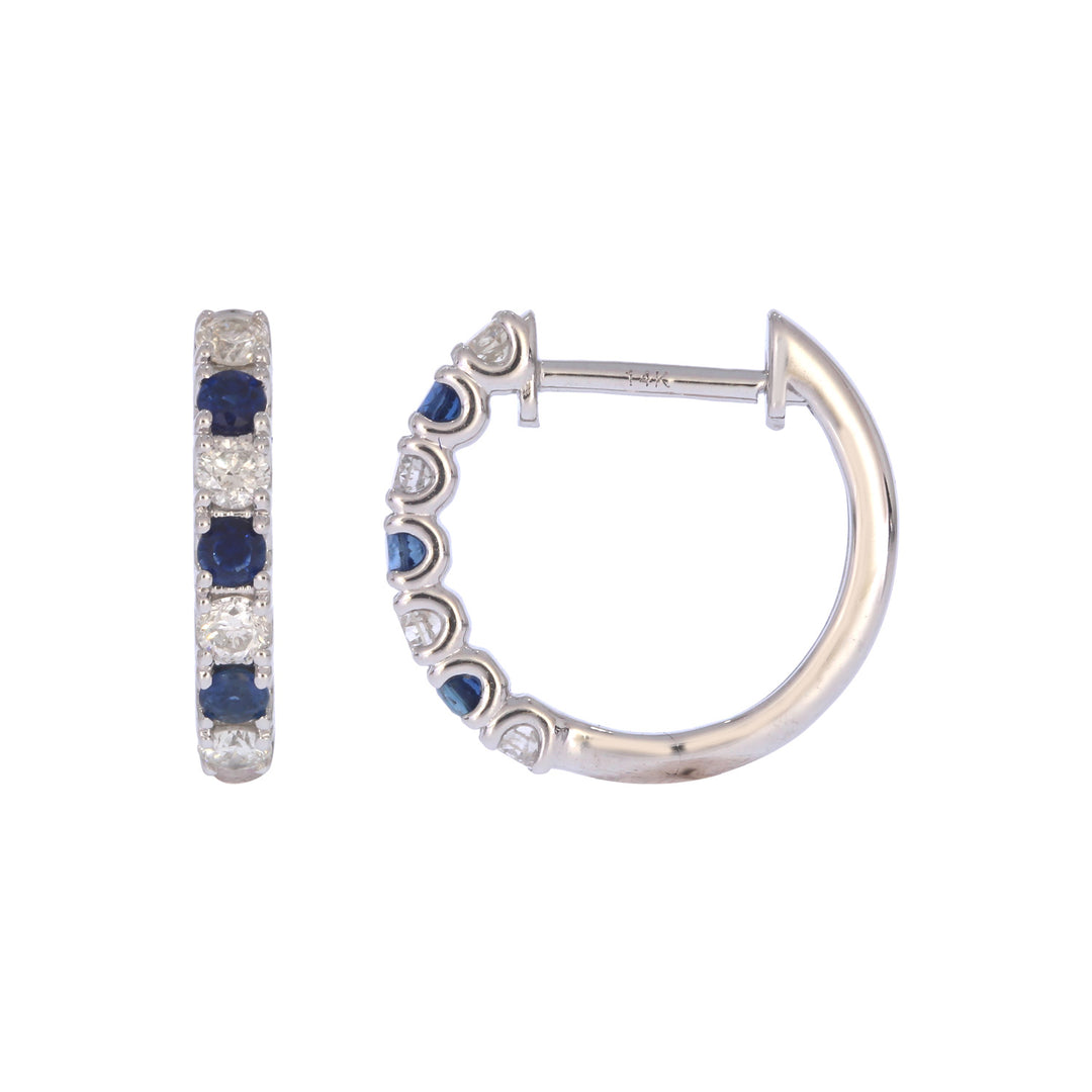 EHE57608. 14K Solid Gold Diamond and Gemstone Huggies