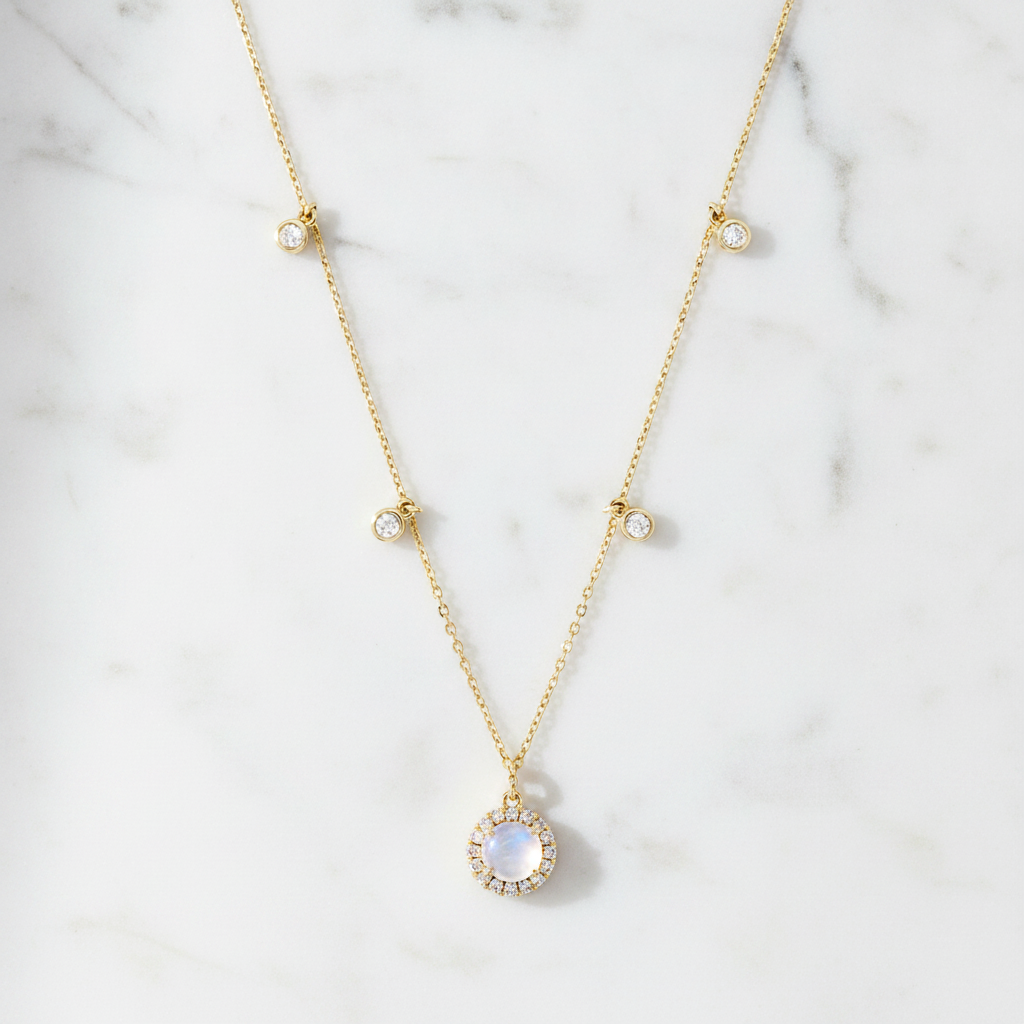 NFE71825PL. 14K Solid Gold Diamond and Gemstone Necklace