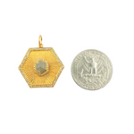 Load image into Gallery viewer, 14K Solid Gold Hexagonal Charm with Diamonds. CGDP48

