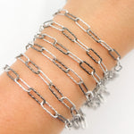 Load image into Gallery viewer, Black Rhodium 925 Sterling Silver Paperclip Diamond Cut Chain.

