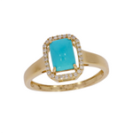 Load image into Gallery viewer, CR97176TQ7X5. 14K Solid Gold Diamond and Turquoise Ring