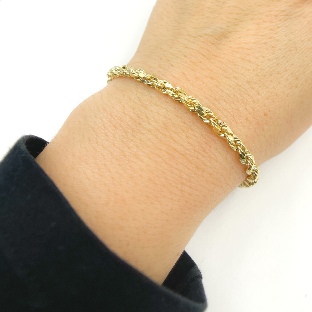 14K29 Bracelet. 14K Solid Gold Rope Bracelet