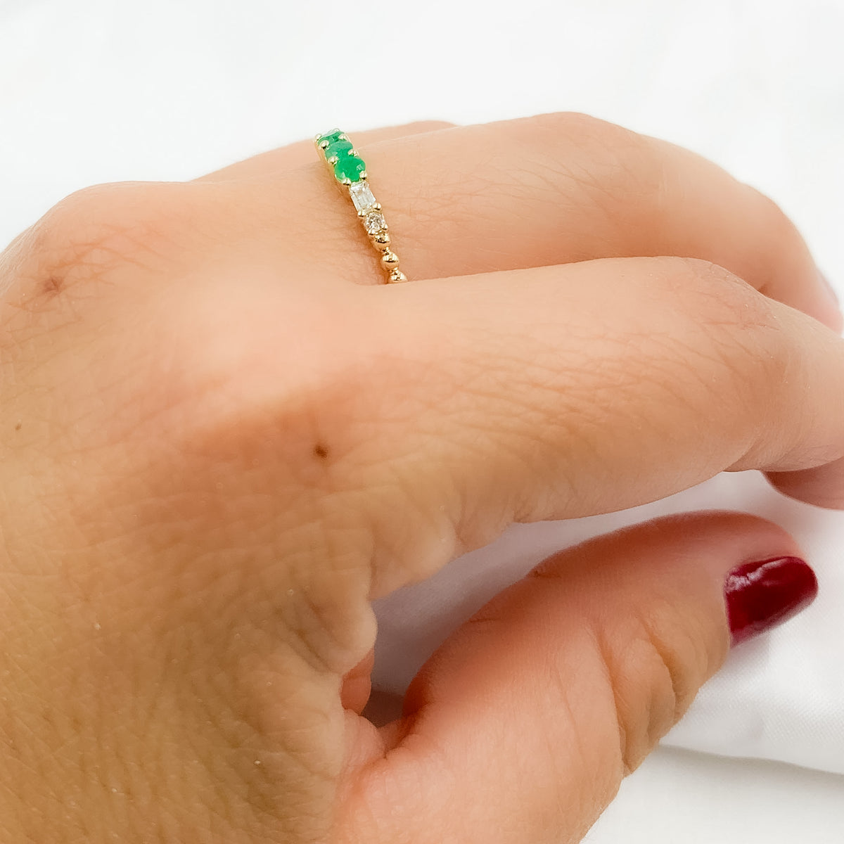 14K Solid Gold Diamond and Gemstone Ring