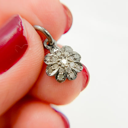 DC252. Diamond Sterling Silver Flower Charm