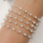 Load image into Gallery viewer, CMS118. Coated Rainbow Moonstone Sterling Silver Wire Chain
