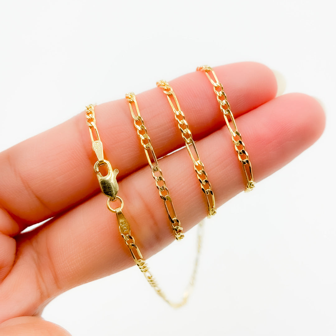050GA3BGT2A9L001. 14K Solid Gold Figaro Chain