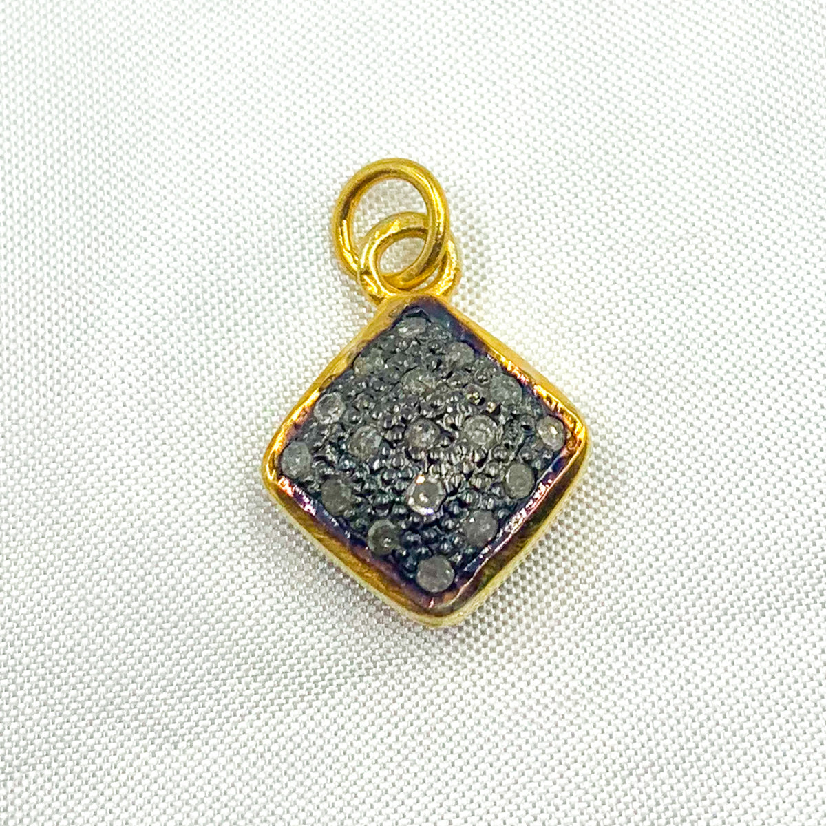 DC163. Diamond Sterling Silver Square Charm