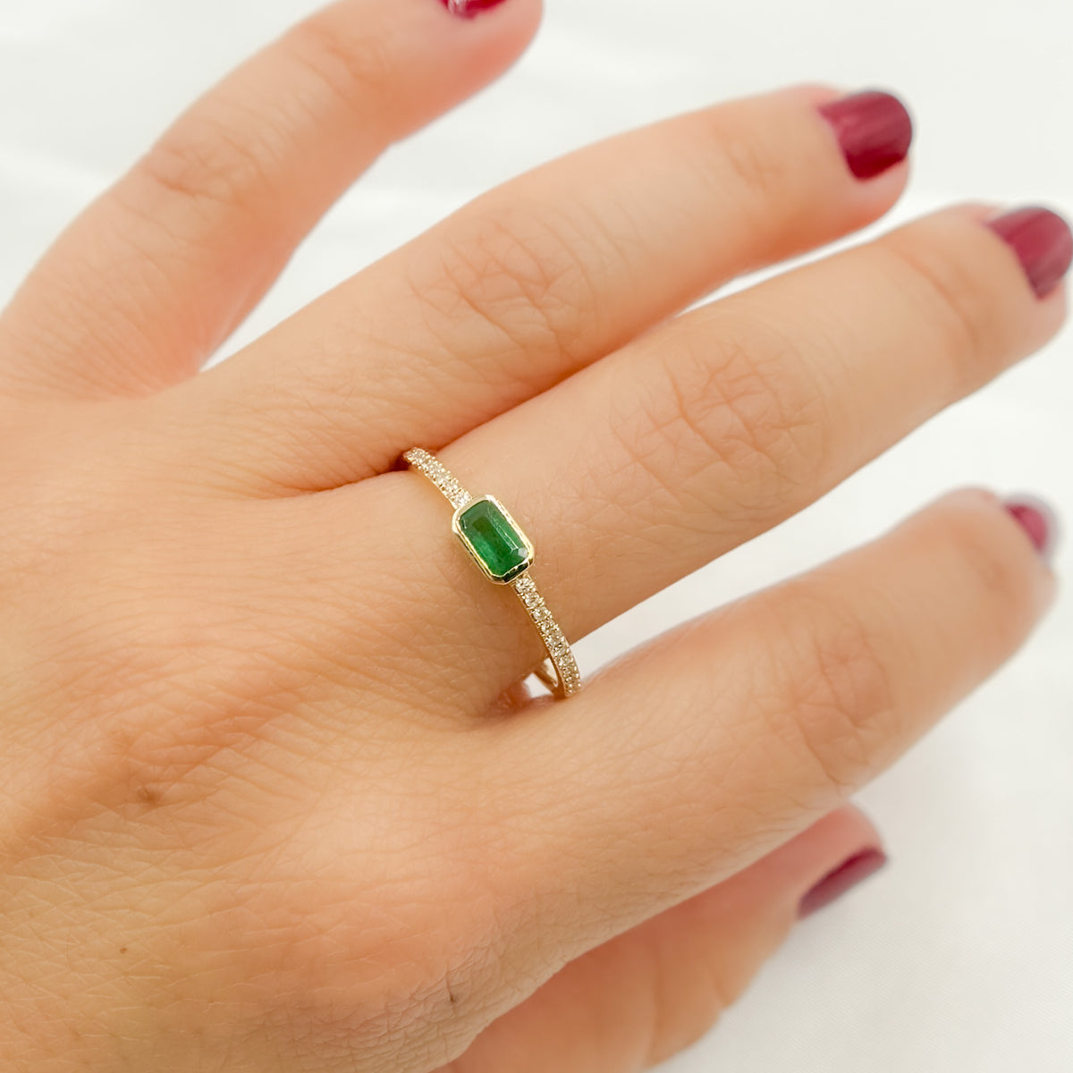 14k Solid Gold Diamond and Emerald Ring.