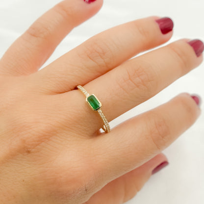 14k Solid Gold Diamond and Emerald Ring.