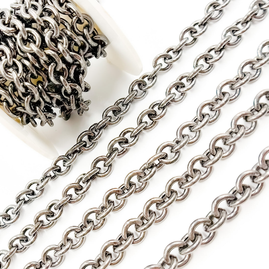 V272BR. Black Rhodium Sterling Silver Cable Chain