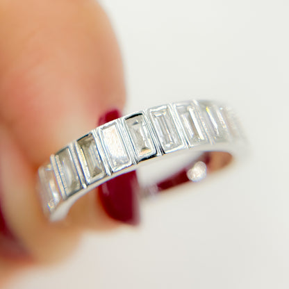 14K Solid Gold Diamond Baguette Band Ring.