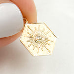 Load image into Gallery viewer, GDP104. 14K Solid Gold Diamond Hexagon Charm
