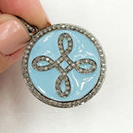 Load image into Gallery viewer, DP569A. Diamond Sterling Silver Round Enamel Pendant
